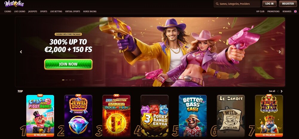 screenshot van westace casino zonder cruks